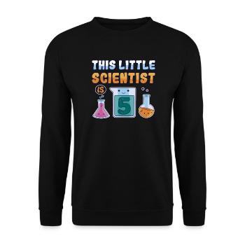 5th Birthday of Little Researcher Children 5 years old - Unisex Sweatshirt - black - Front - Alina (178cm) & Michal (187cm)