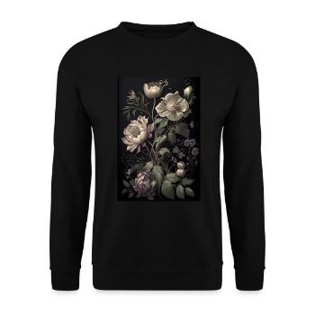 Blumen Gemälde Geschenk - Unisex Pullover - Schwarz - Vorne - Alina (178cm) & Michal (187cm)