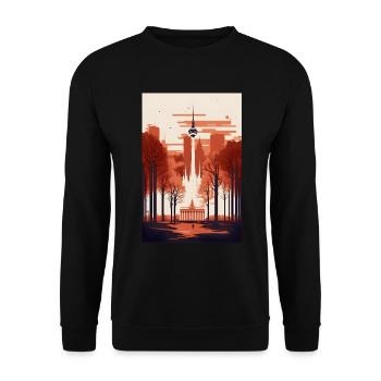 Berlin Hauptstadt Berliner Heimat Geschenk - Unisex Pullover - Schwarz - Vorne - Alina (178cm) & Michal (187cm)