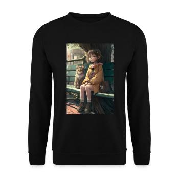 Manga Girl Cat Cadeau - Sweat-shirt Unisexe - noir - Devant - Alina (178cm) & Michal (187cm)
