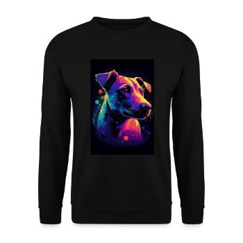 Jack Russell Terrier Synthwave Geschenk - Unisex Pullover - Schwarz - Vorne - Alina (178cm) & Michal (187cm)