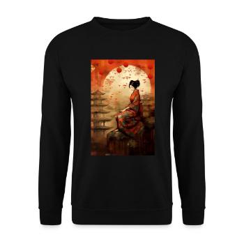 Cadeau de geisha japonaise de temple japonais - Sweat-shirt Unisexe - noir - Devant - Alina (178cm) & Michal (187cm)