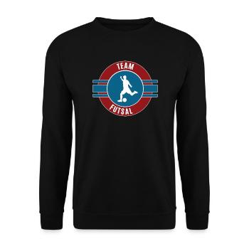 Futsal Hallenfußball Team Mannschaft Spieler Spiel - Unisex Pullover - Schwarz - Vorne - Alina (178cm) & Michal (187cm)