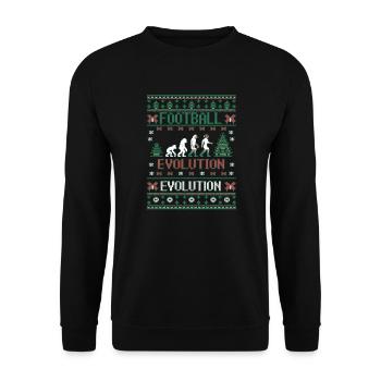 Fußball Evolution für Fußballfan - Fußballspieler - Unisex Pullover - Schwarz - Vorne - Alina (178cm) & Michal (187cm)