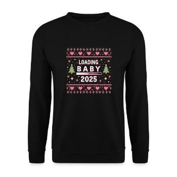 Ich werde Große Schwester 2025 Verkündung - Unisex Pullover - Schwarz - Vorne - Alina (178cm) & Michal (187cm)