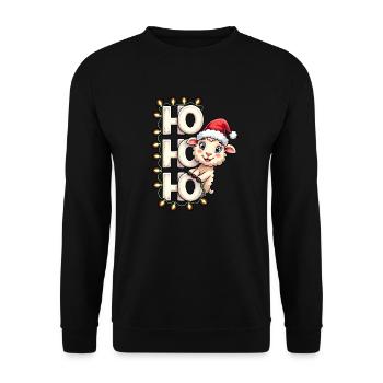 ho ho ho - schaf spruch - Weihnachtshemd - Unisex Pullover - Schwarz - Vorne - Alina (178cm) & Michal (187cm)