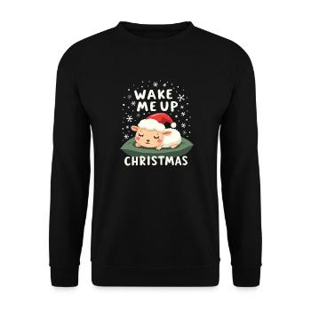 süße Schafe - Weck mich auf wenn Weihnachten ist - Unisex Pullover - Schwarz - Vorne - Alina (178cm) & Michal (187cm)