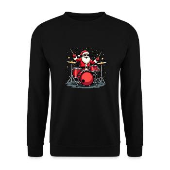 Santa spielt Schlagzeug - Weihnachts-Schlagzeuger - Unisex Pullover - Schwarz - Vorne - Alina (178cm) & Michal (187cm)