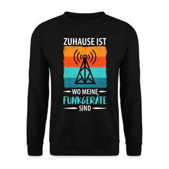 Amateurfunk Funker Funkgerät Funkamateur Vintage - Unisex Pullover - Schwarz - Vorne - Alina (178cm) & Michal (187cm)