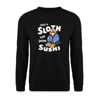 Just a sloth who loves sushi - Faultier Nigiri - Unisex Sweatshirt - black - Front - Alina (178cm) & Michal (187cm)