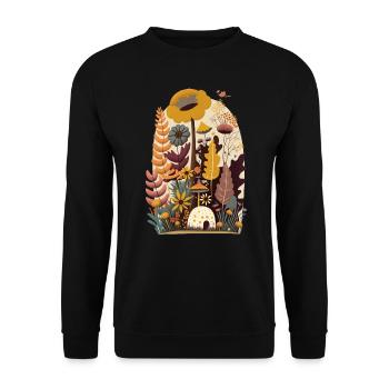 Flower Meadow Garden Blossoms Plants Flora Autumn - Unisex Sweatshirt - black - Front - Alina (178cm) & Michal (187cm)