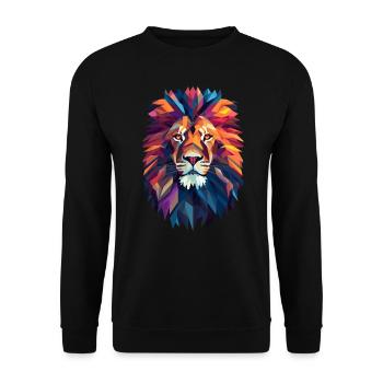 magnificent polygon lion head colorful lion - Unisex Sweatshirt - black - Front - Alina (178cm) & Michal (187cm)