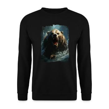 Grizzlybär Bär Tier Wald Natur Grizzly - Unisex Pullover - Schwarz - Vorne - Alina (178cm) & Michal (187cm)