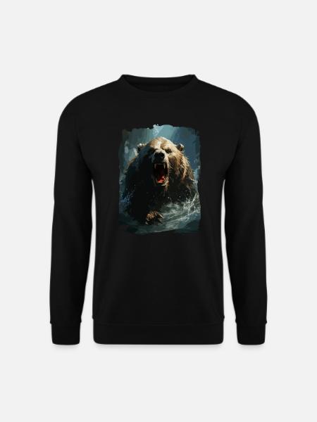 Grizzlybär Bär Tier Wald Natur Grizzly - Unisex Pullover - Schwarz