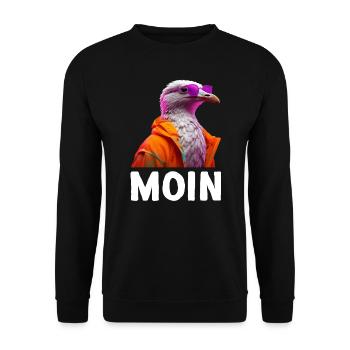 Möwe mit Sonnenbrille Moin Coole Möwen Seevogel - Unisex Pullover - Schwarz - Vorne - Alina (178cm) & Michal (187cm)