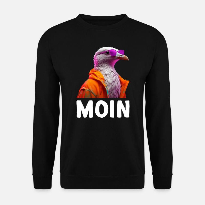 Möwe mit Sonnenbrille Moin Coole Möwen Seevogel - Unisex Pullover - Schwarz