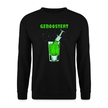 Geboostert Pfeffi Pfefferminz Likör JGA Schnaps - Unisex Pullover - Schwarz - Vorne - Alina (178cm) & Michal (187cm)