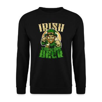 Irish you were Beer - funny leprechaun design - Unisex Pullover - Schwarz - Vorne - Alina (178cm) & Michal (187cm)
