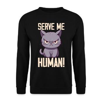 Serve Me Humain Chat Mignon - Sweat-shirt Unisexe - noir - Devant - Alina (178cm) & Michal (187cm)