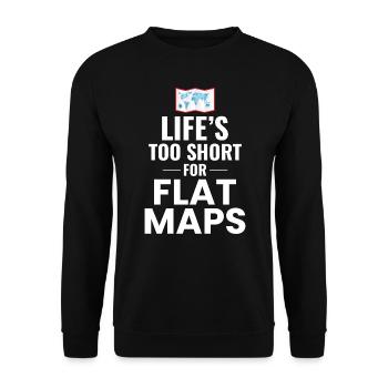Das Leben ist zu kurz für flache Karten Weltkarte GIS - Unisex Pullover - Schwarz - Vorne - Alina (178cm) & Michal (187cm)