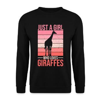 Just a girl who loves giraffes Quote for a Giraffe - Unisex Pullover - Schwarz - Vorne - Alina (178cm) & Michal (187cm)