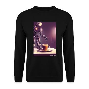 Robot Coffee Future Science Machine - Unisex Sweatshirt - black - Front - Alina (178cm) & Michal (187cm)