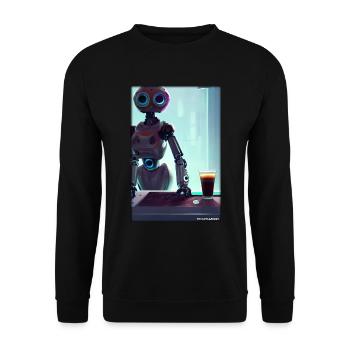 Roboter Kaffee Zukunft Wissenschaft Maschine - Unisex Pullover - Schwarz - Vorne - Alina (178cm) & Michal (187cm)