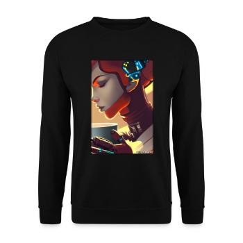 Robot Coffee Future Science Machine - Unisex Sweatshirt - black - Front - Alina (178cm) & Michal (187cm)