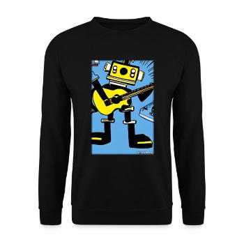 Roboter Gitarre Gitarrist Zukunft Musik Comic - Unisex Pullover - Schwarz - Vorne - Alina (178cm) & Michal (187cm)