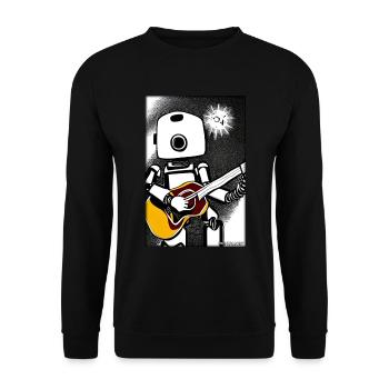Roboter Gitarre Gitarrist Zukunft Musik Comic - Unisex Pullover - Schwarz - Vorne - Alina (178cm) & Michal (187cm)