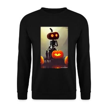 Roboter Halloween Zukunft Technik Wissenschaft - Unisex Pullover - Schwarz - Vorne - Alina (178cm) & Michal (187cm)