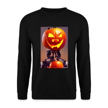 Roboter Halloween Zukunft Technik Wissenschaft - Unisex Pullover - Schwarz - Vorne - Alina (178cm) & Michal (187cm)