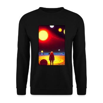 Galaxie Kosmos Universum Sonnensystem Astronaut - Unisex Pullover - Schwarz - Vorne - Alina (178cm) & Michal (187cm)