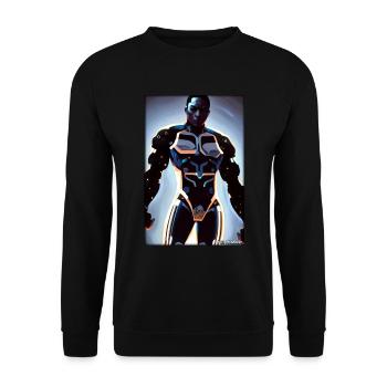 Cyborg Mann Zukunft Sci-Fi Maschine Technik - Unisex Pullover - Schwarz - Vorne - Alina (178cm) & Michal (187cm)