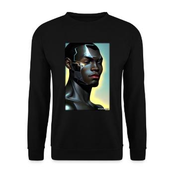 Cyborg Mann Zukunft Sci-Fi Maschine Technik - Unisex Pullover - Schwarz - Vorne - Alina (178cm) & Michal (187cm)