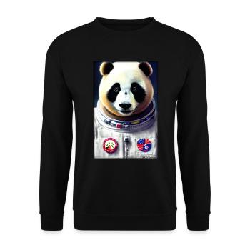 Pandabär Panda Astronaut Zukunft Sci-Fi Technik - Unisex Pullover - Schwarz - Vorne - Alina (178cm) & Michal (187cm)