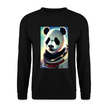 Pandabär Panda Astronaut Zukunft Sci-Fi Technik - Unisex Pullover - Schwarz - Vorne - Alina (178cm) & Michal (187cm)