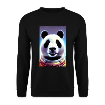 Pandabär Panda Astronaut Zukunft Sci-Fi Technik - Unisex Pullover - Schwarz - Vorne - Alina (178cm) & Michal (187cm)