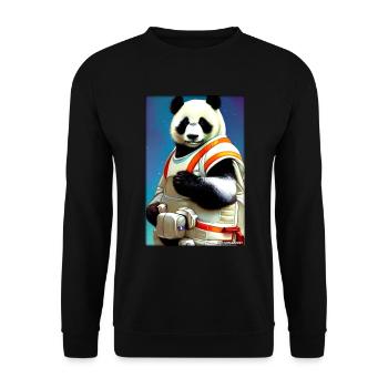 Pandabär Panda Astronaut Zukunft Sci-Fi Technik - Unisex Pullover - Schwarz - Vorne - Alina (178cm) & Michal (187cm)