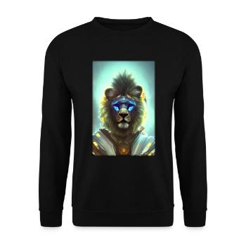Lion Big Cat Cyber Neon Punk Future Sci-Fi - Unisex Sweatshirt - black - Front - Alina (178cm) & Michal (187cm)