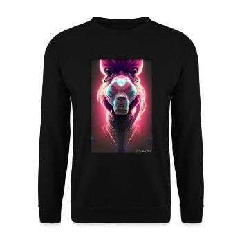 Lion Big Cat Cyber Neon Punk Future Science-Fi - Sweat-shirt Unisexe - noir - Devant - Alina (178cm) & Michal (187cm)