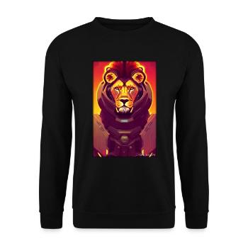 Lion Big Cat Cyber Neon Punk Future Sci-Fi - Unisex Sweatshirt - black - Front - Alina (178cm) & Michal (187cm)