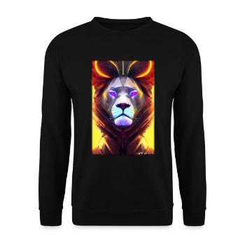 Löwe Raubkatze Cyber Neon Punk Zukunft Sci-Fi - Unisex Pullover - Schwarz - Vorne - Alina (178cm) & Michal (187cm)