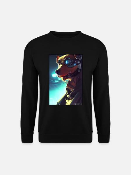 Hund Hundeliebhaber Cyber Neon Punk Zukunft Sci-Fi - Unisex Pullover - Schwarz