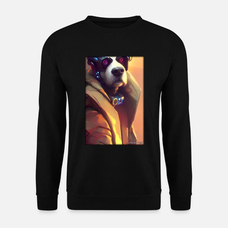 Hund Hundeliebhaber Cyber Neon Punk Zukunft Sci-Fi - Unisex Pullover - Schwarz