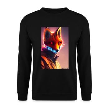 Fox Wildlife Cyber Neon Punk Future Sci-Fi - Unisex Sweatshirt - black - Front - Alina (178cm) & Michal (187cm)