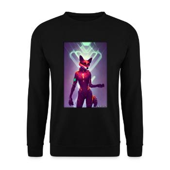 Fox Wildlife Cyber Neon Punk Future Sci-Fi - Unisex Sweatshirt - black - Front - Alina (178cm) & Michal (187cm)