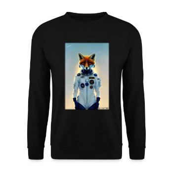 Fuchs Wildtier Astronaut Zukunft Sci-Fi Technik - Unisex Pullover - Schwarz - Vorne - Alina (178cm) & Michal (187cm)