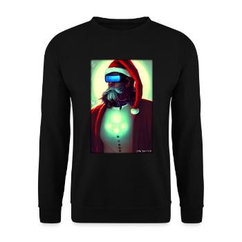 Santa Claus Christmas Future Cyber Neon Punk - Unisex Sweatshirt - black - Front - Alina (178cm) & Michal (187cm)