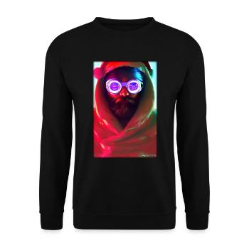 Santa Claus Christmas Future Cyber Neon Punk - Unisex Sweatshirt - black - Front - Alina (178cm) & Michal (187cm)